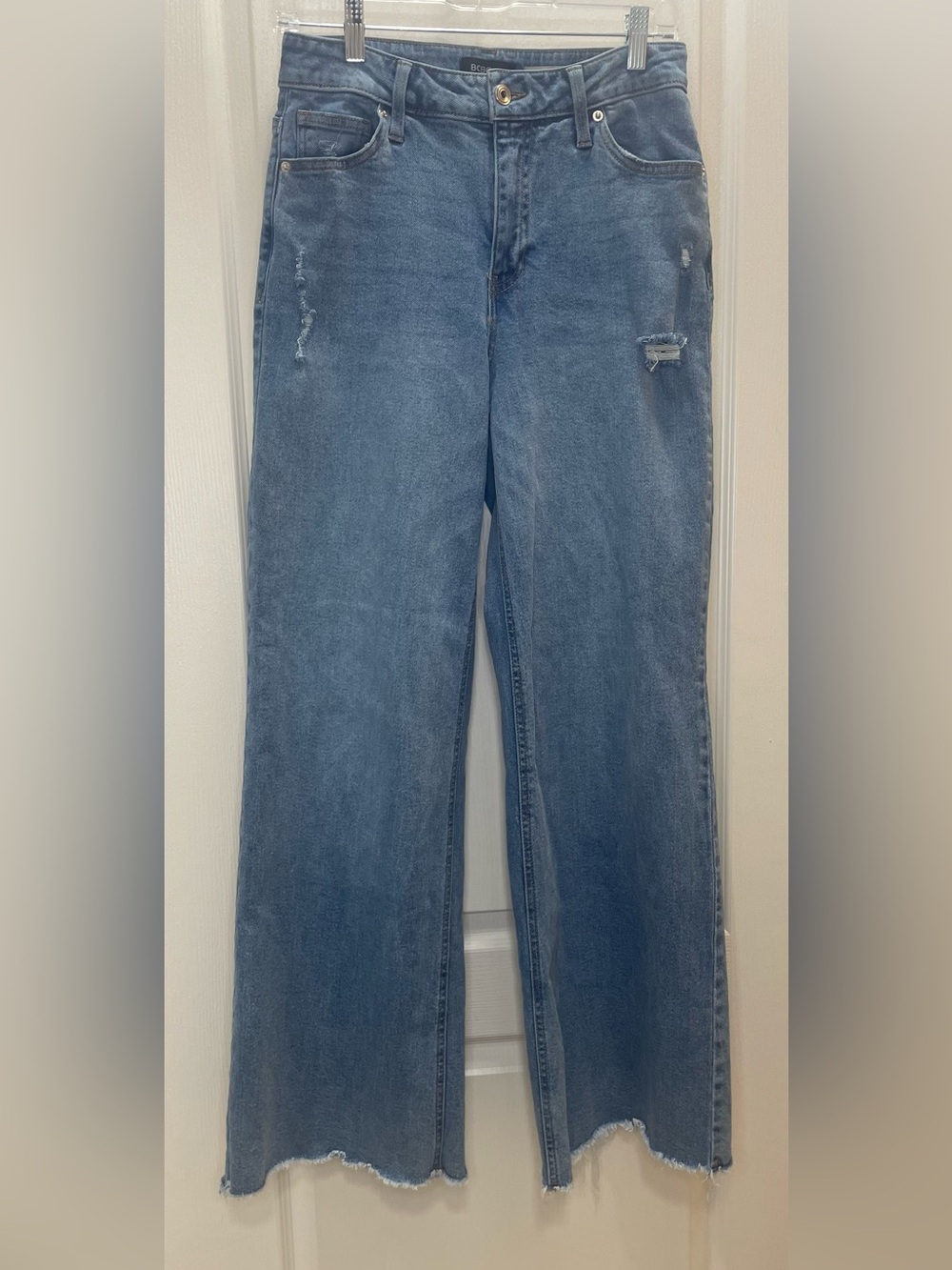 BCBGeneration High Rise Wide Leg Jeans in Medium Blue Wash